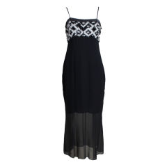 Chanel Embellished Wool Cashmere and Chiffon Gown at 1stDibs