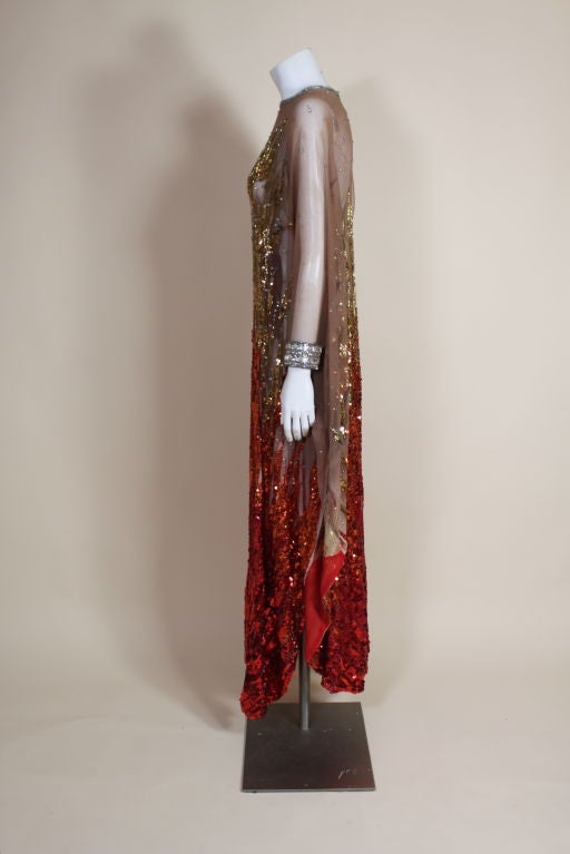 Gladys Knight’s Sequin Embroidered Flame Gown by Nolan Miller at 1stDibs