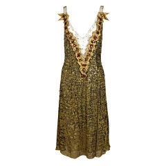 Carolina Herrera Gold Embellished Party Dress
