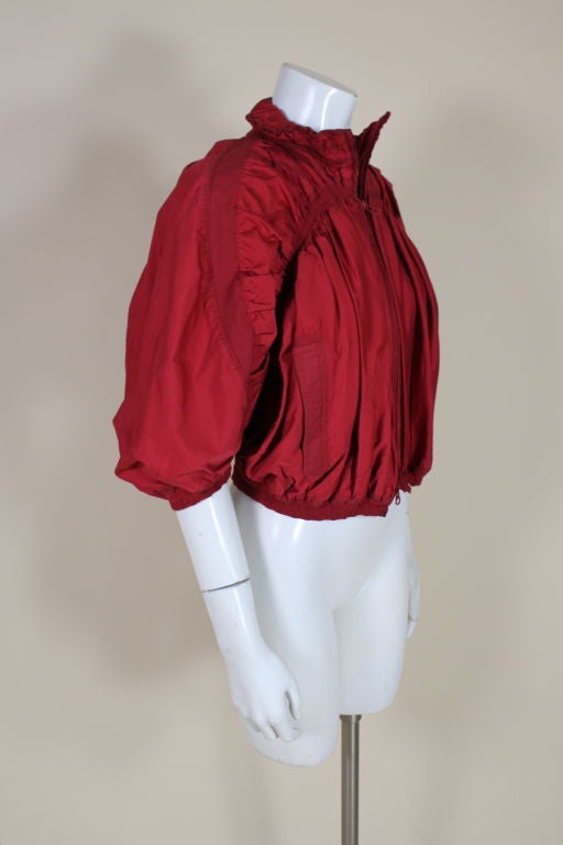 Issey Miyake Red Shrunken Bomber Jacket 1