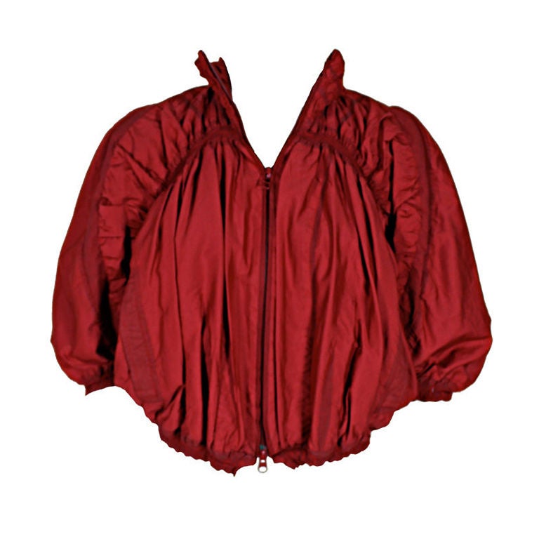 Issey Miyake Red Shrunken Bomber Jacket