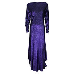 Vintage Sant Angelo Purple Lurex Gown with Cascade Back