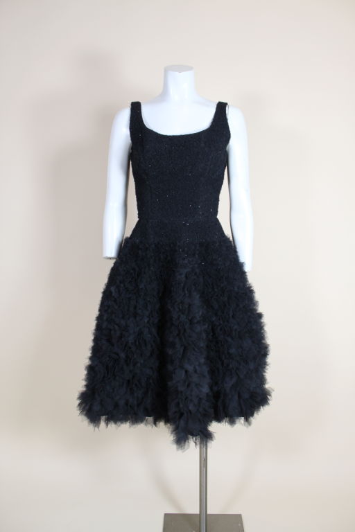1950's Samuel Winston Embroidered Tulle Party Dress
