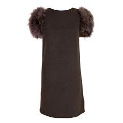 Lanvin Cashmere Dress with Marabou Sleeves