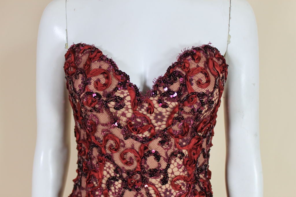 Women's 1980's Bob Mackie Attribute Sequin Lace Cocktail Dress For Sale