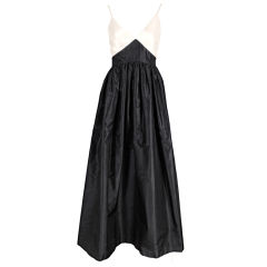 Vintage 1960's Bosand Silk Taffeta Gown with Ostrich Feather Jacket