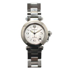 Cartier Stainless Steel Pasha C Automatic Wristwatch with White Dial and Date Ref. 2324