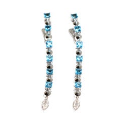 Bulgari Luces Collection Blue Topaz Diamond White Gold Earrings