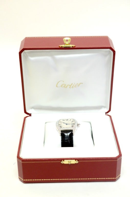 Cartier Lady's White Gold and Diamond Tortue Wristwatch 1