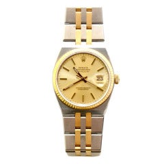 Vintage Rolex Stainless Steel and Yellow Gold Oysterquartz Datejust Ref 17013