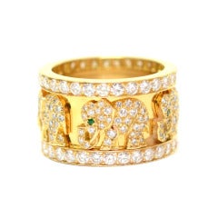 Cartier Emerald Diamond Yellow Gold Elephant Ring