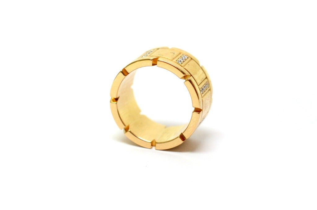 Contemporary Cartier Diamond Yellow Gold Tank Francaise Women's Ring