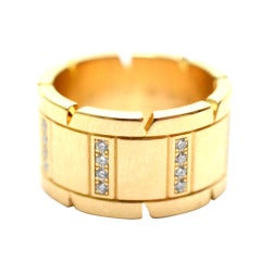 Cartier Diamond Yellow Gold Tank Francaise Women's Ring