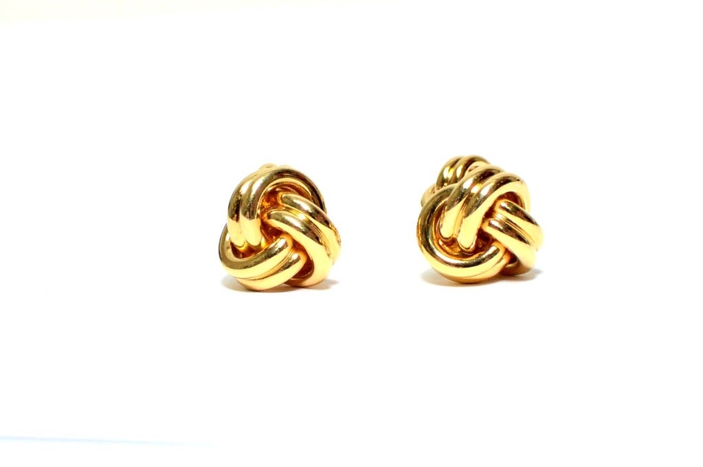Tiffany & Co. Yellow Gold Knot Cufflinks in Box In Excellent Condition In Houston, TX
