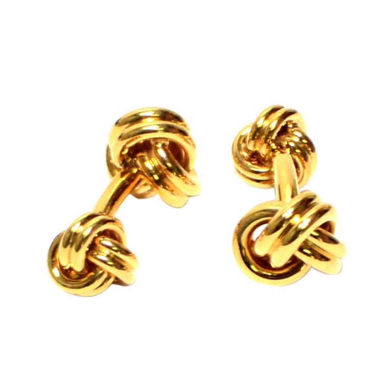 Tiffany & Co. Yellow Gold Knot Cufflinks in Box