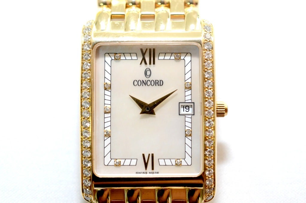 Concord Yellow Gold and Diamond Veneto Wristwatch with Mother-of-Pearl Dial 1
