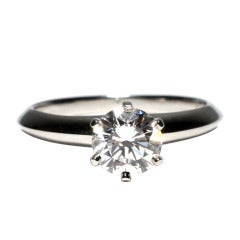 Tiffany & Co Platinum FlawLess Round Diamond Engament Ring .72 carat F-IF.
