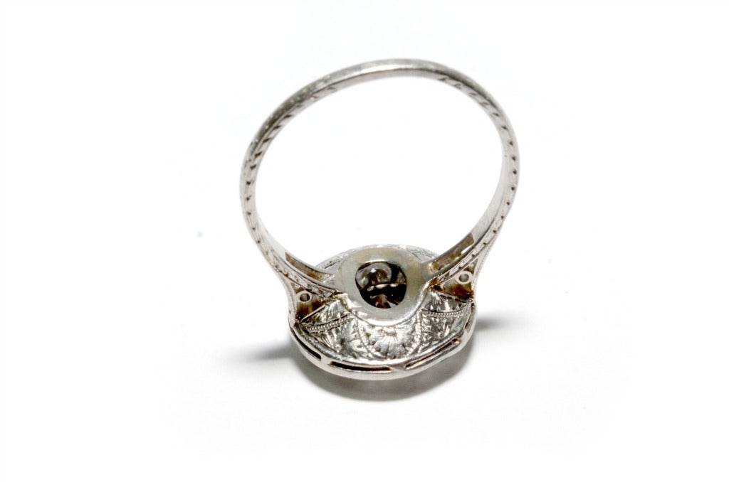 Art Deco Platinum Diamond Ring  Champagne Old European Cut 1.25ct. In Excellent Condition In Houston, TX