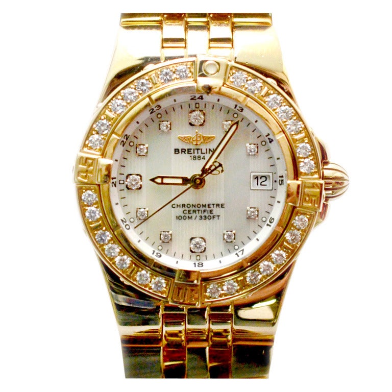 Breitling Lady's Yellow Gold and Diamond Starliner Wristwatch