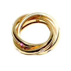 Cartier Ruby Sapphire Diamond Yellow Gold Trinity Ring