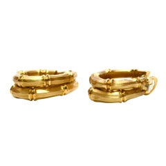 Cartier Heavy Yellow Gold Bamboo Hoop Earrings