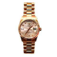 Rolex Rose Gold Day-Date President Wristwatch with Diamond Dial