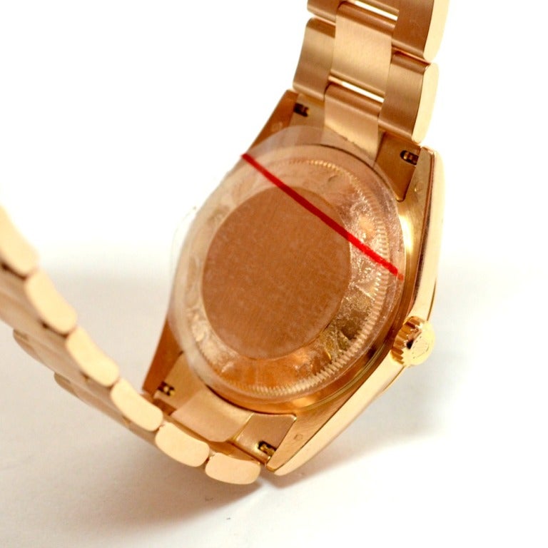 Men's Rolex Rose Gold Day-Date President Wristwatch with Black Diamond Dial Ref 118205