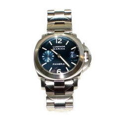 Panerai Stainless Steel Luminor Marina Wristwatch with Blue Dial PAM 69