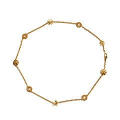 Chanel Camelia & Clover Yellow Gold Diamond Necklace.
