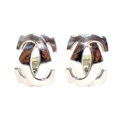Cartier White Gold Signature Double C Earrings.
