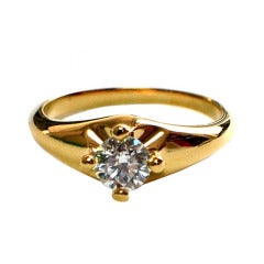 Bulgari Gold Elegant Round Diamond Solitare Engagement Ring
