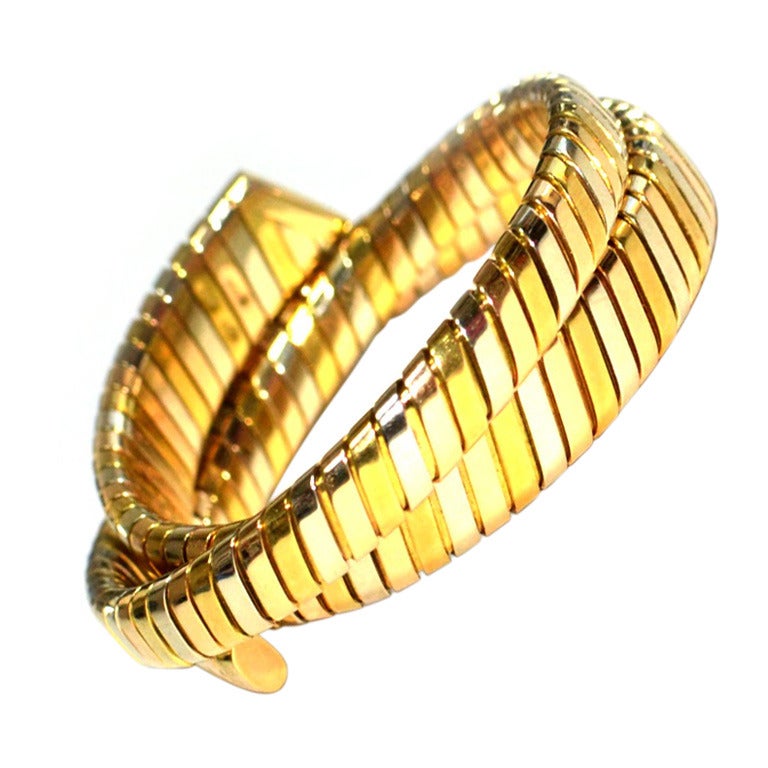 BVLGARI BULGARI TUBOGAS Tri- Color SNAKE BRACELET.