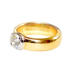 Tiffany & Co Diamond Engagement Ring Yellow Gold F-VVS1 1.09ct