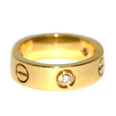 Cartier Yellow Gold 3 Diamond Love Band Ring.