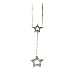 Tiffany& Co Double Star Diamond Drop Pendant White Gold.
