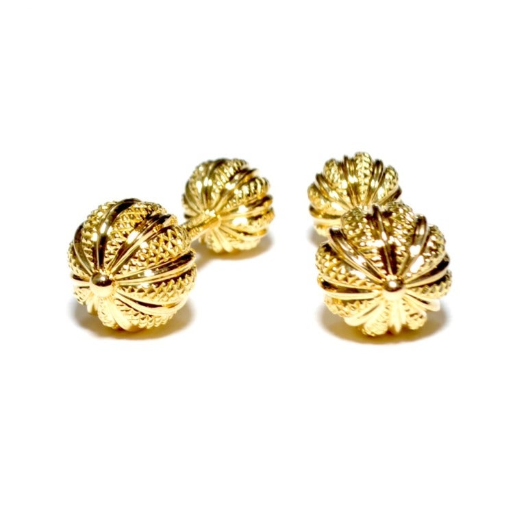Men's Tiffany & Co Jean Schlumberger Gold Seed Dumbbell Cufflinks.