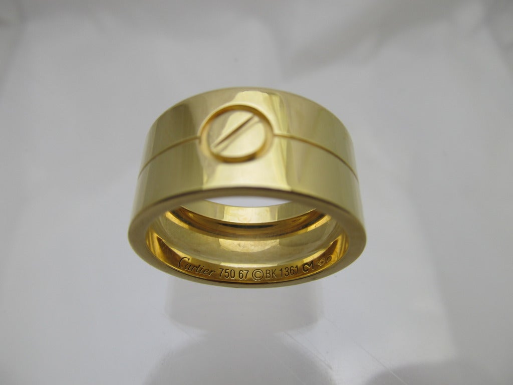 Cartier Love Gold Band In Excellent Condition In New York, NY