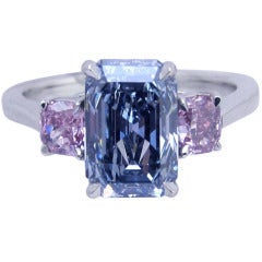 Rare Natural Fancy Intense Blue Diamond Ring  G.I.A.