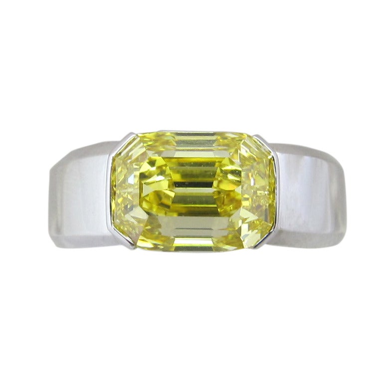 Cartier Vivid Yellow G.I.A.-Certified Diamond Solitaire Ring