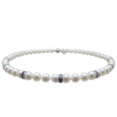 Mikimoto Pearl Sapphire Necklace