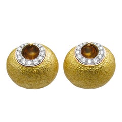 David Webb Diamond Gold Earrings