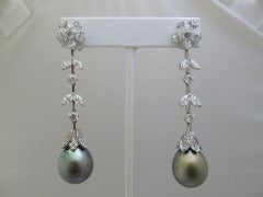 Contemporary GRAFF Black Pearl Diamond Earrings