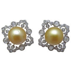 Gold Color Pearl Diamond Clip On Earrings 5