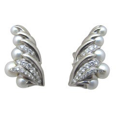 Seaman Schepps Pearl Diamond Earrings 8