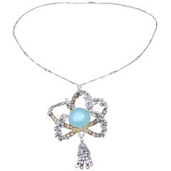 Art Deco Moonstone Diamond Necklace 11