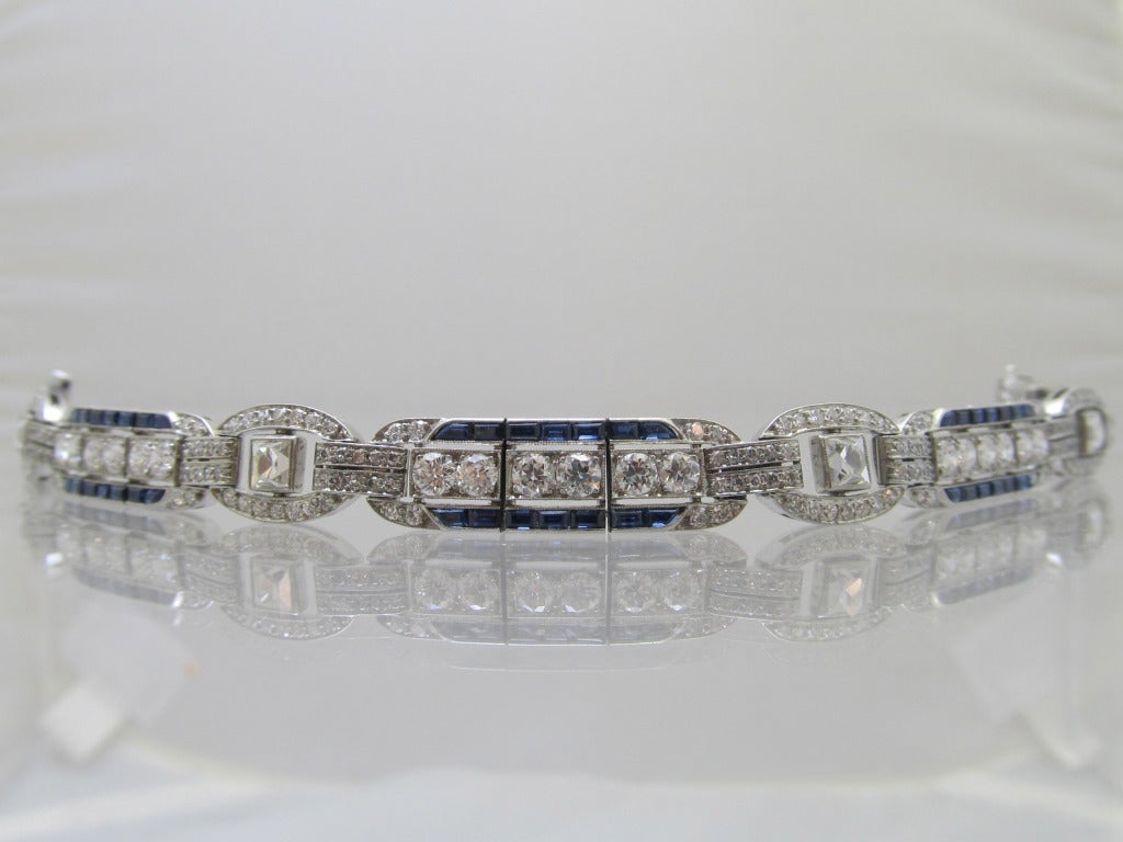 Tiffany and Co. Art Deco Diamond and Sapphire Bracelet For Sale at 1stdibs
