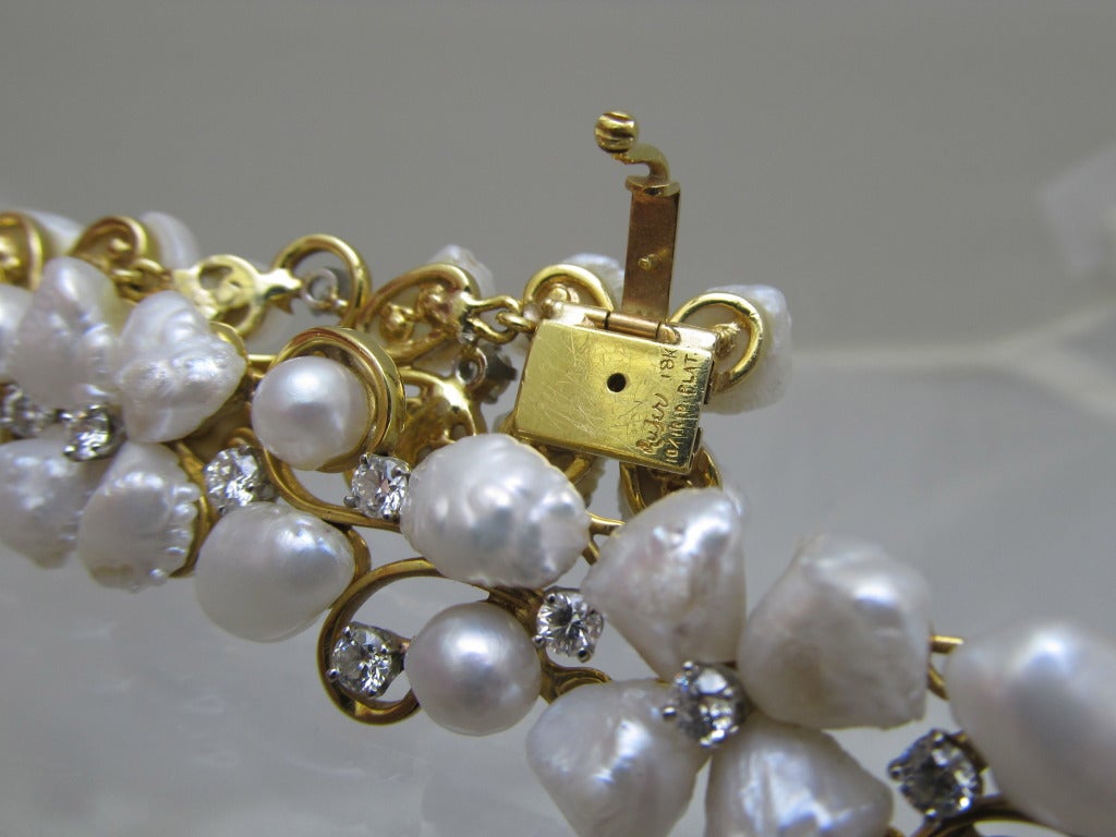 Ruser   Pearl & Diamond Bracelet In Excellent Condition In New York, NY