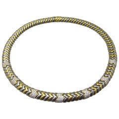 Bulgari Spiga Diamond & Two Tone Gold Necklace 6