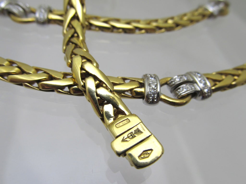 Gold Diamond Long Necklace In Excellent Condition In New York, NY