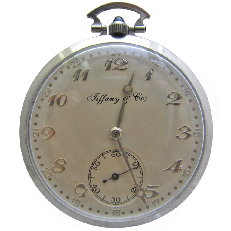 Tiffany and Co Platinum Pocket Watch with Diamond Band For Sale at 1stdibs